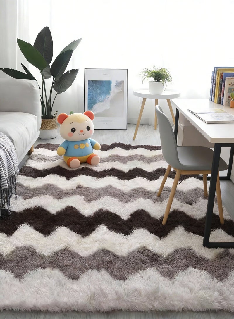 جو توي سجادة منطقة عصرية غير قابلة للانزلاق، ملمس ناعم للغاية، غرفة المعيشة، غرفة النوم، ديكور المطبخ، سجادة أرضية سجادة طويلة منفوشة مستطيلة - Image 1